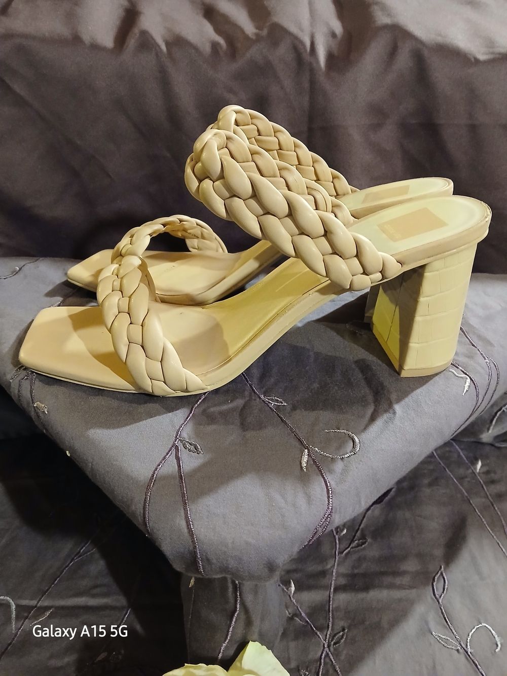 Dolce Vita Braided Double-Strap Block Heel Sandals in Cream